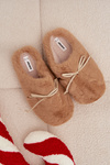 Furry slippers with bow Camel Minella
