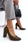 Leather Pumps On Heel Laura Messi 2624/227 Dark Green