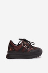 Sneakersy Damskie Skóra Naturalna Platforma Czekoladowe Maciejka 06562-25