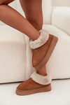 Women's Snow Boots On Platform With Fur Camel Calyra