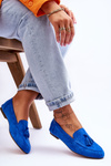 Suede Classic Fringed Loafers Blue Averil