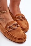 Women's Suede Loafers On Flat Sole Brown Appia