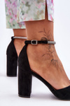 Suede Pumps with Rhinestones Black Diamond 