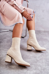 Women's Boots With Elastic Sock Beige Carmon