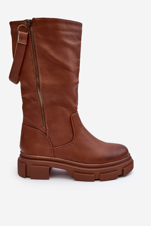Half-Calf Boots with Upper Brown Lizames
