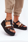 Women's Sandals With Straps On Platform Black Gallari