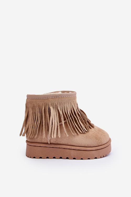 Fleece-Lined Snow Boots with Decorative Fringes for Kids Beige Nimia'