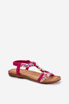 Flat Women's Sandals With Woven Straps And Clips Artiker Fuchsia 56C1314