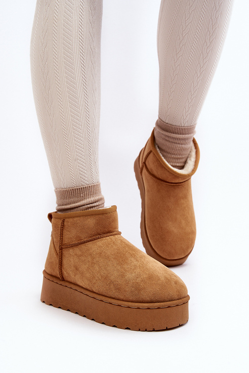 Women's Snow Boots on Platform with Faux Fur Lining Camel Xamella