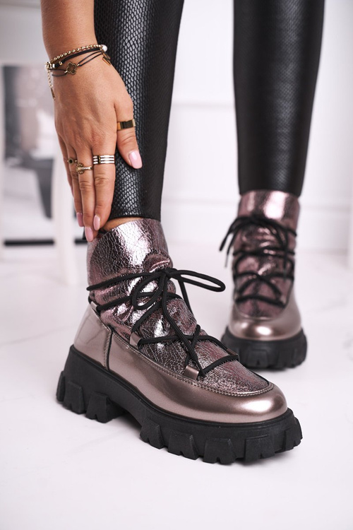 Botki Damskie Wsuwane Rochelle Srebrne