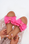 Women's Flat Sandals With Tulle Bow Fuchsia Tanira