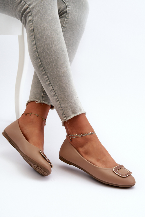Ballerinas With Eco Leather Decoration Dark Beige Enicoria