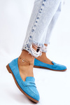 Comfortable Suede Women's Loafers Blue Lucca
