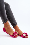 Women's Rubber Ballerina Flats with Flowers Fuchsia Junikla