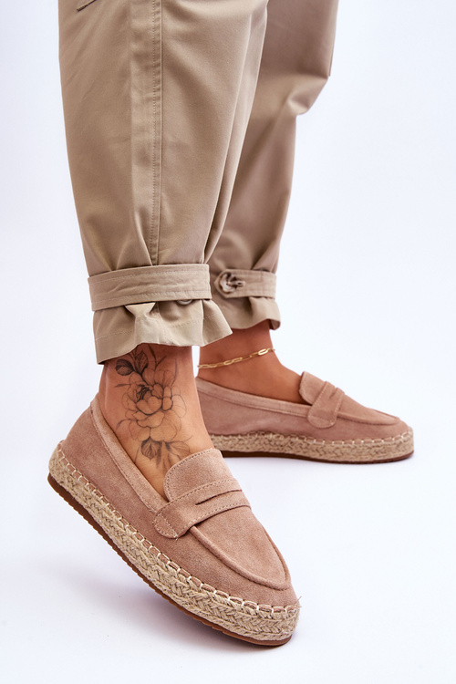 Espadryle Damskie Zamsz Beżowe Keyla