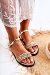 Classic Women's Sandals With Ornaments Gold Florella