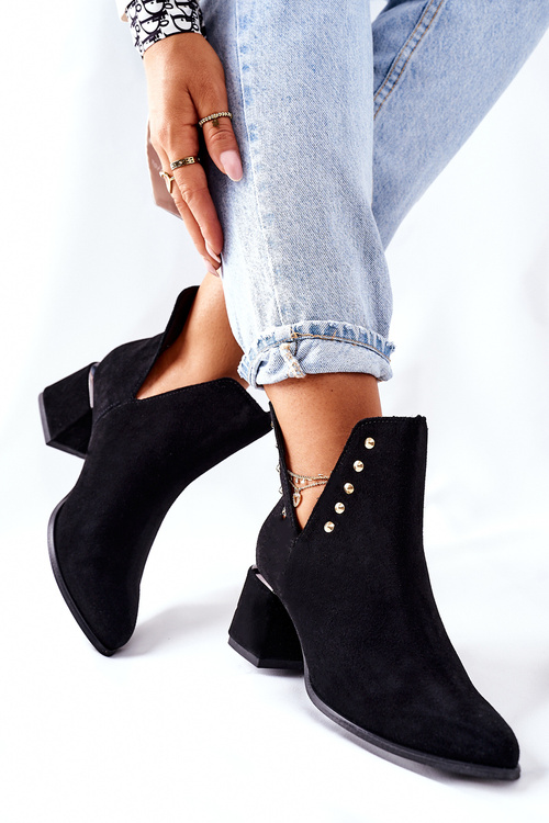 Women's Suede Boots With Cut outs Lewski Black 3074/B