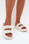 Ladies Foam Slides With Buckles Vinceza 76056 White