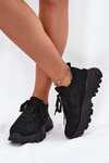Women's Sneakers With Crocheted Upper Black Jelhiris