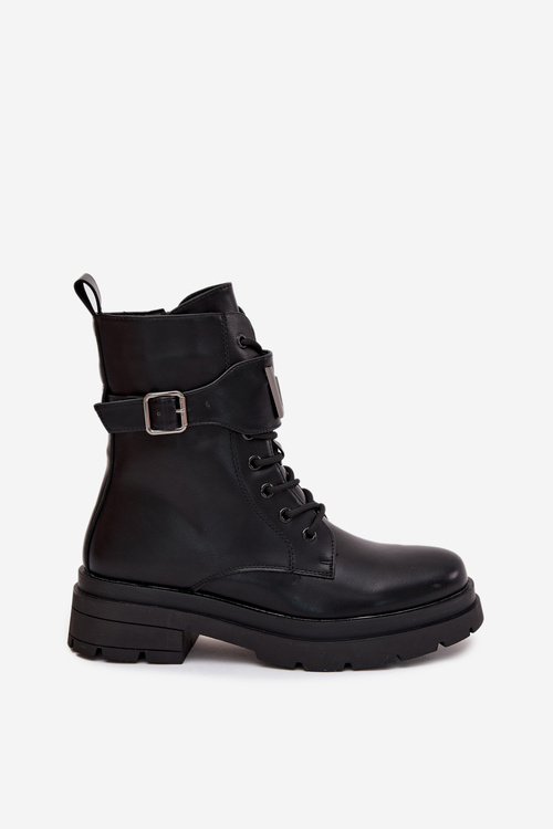 Women's workery eco leather with decorative strap Black Ylianne