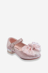 Children's Ballerinas With Velcro Bow Silver-Pink Nicola