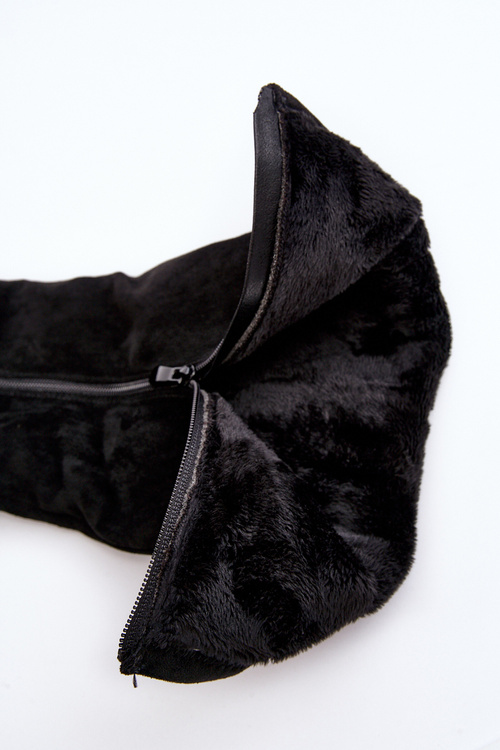 Kozaki Damskie Zamsz Platforma Czarne S.Barski HY53-8