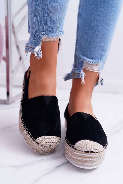 Black Suede Slip-on Espadrilles Mariako