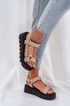 Embellished sandals on platform beige Tatellia