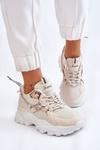 Women's Sport Shoes Laced On The Platform Beige Minea