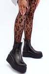 Women's Leather Boots On Massive Platform Black Savira
