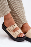 Ladies Sandals With Buckles On Platform Beige Nilatha