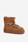 Women's Suede Snow Boots With Thick Lacing D.Franklin DFSH375003 Brown