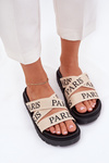Women's Slippers With Fabric Straps Paris On Platform Beige Celinea