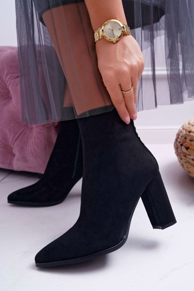 Women's Stiletto High Boots Zipper Pointed Suede Black Ferol