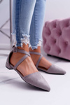 Women's Ballerinas Grey Suede Pointed Medena