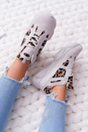 Sporty Women's Leopard Shoes Beige Thai