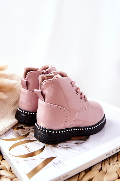 Leather Children's Boots Lacquered Pink Maris