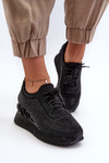 Women's Wedge Sneakers Adorned with Zirconia D&A MR38-377 Black