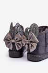 Girls' Padded Snow Boots with Ribbons Gray Meriva