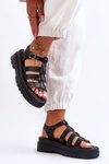 Leather Sandals With Stripes Black Colet