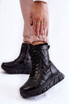 Women's Lace-up Snow Boots On The Platform Black Anubi