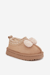 Children's Snow Boots with Embroidery and Bow Beige Daven