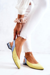 Leather Outdoor Ballerina High Heels Yellow and Blue Noreen