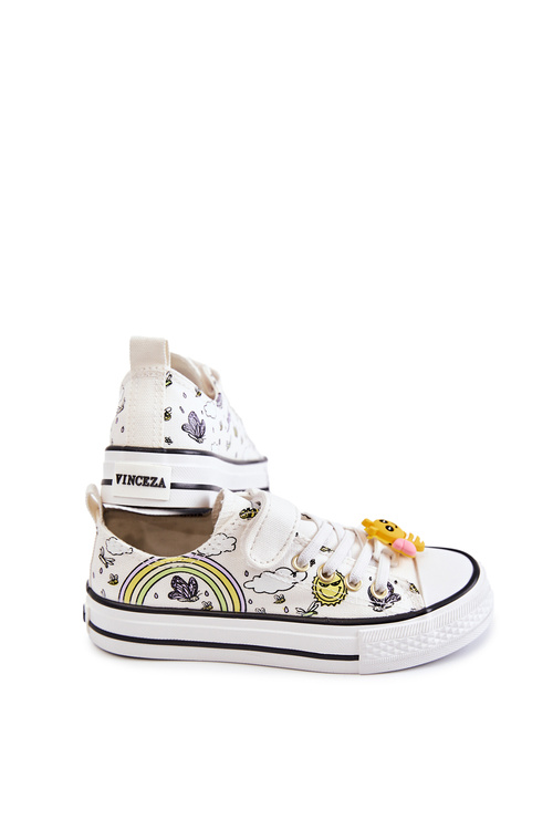 Children's Sneakers With Velcro Print White Lace