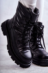 Women's Lace-up Snow Boots GOE KK2N4017 Black
