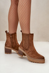 Women's Heeled Boots Made Of Eco Suede Insulated Brown Nevitas