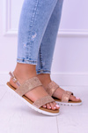 Lu Boo Women's Champagne Sandals With Zircons Perfect