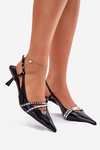 Lacquered Stiletto Heels With Decorative Straps Jelmia