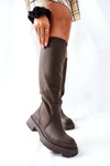 Women's High Black Boots Khaki Whats Going On