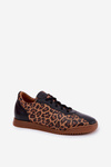 Women's Leather Sports Shoes With Leopard Print Laura 2935 Brown